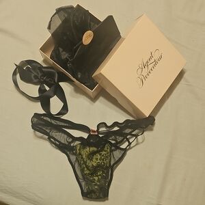 Agent Provocateur Sheer Black and Olive Lace Panty